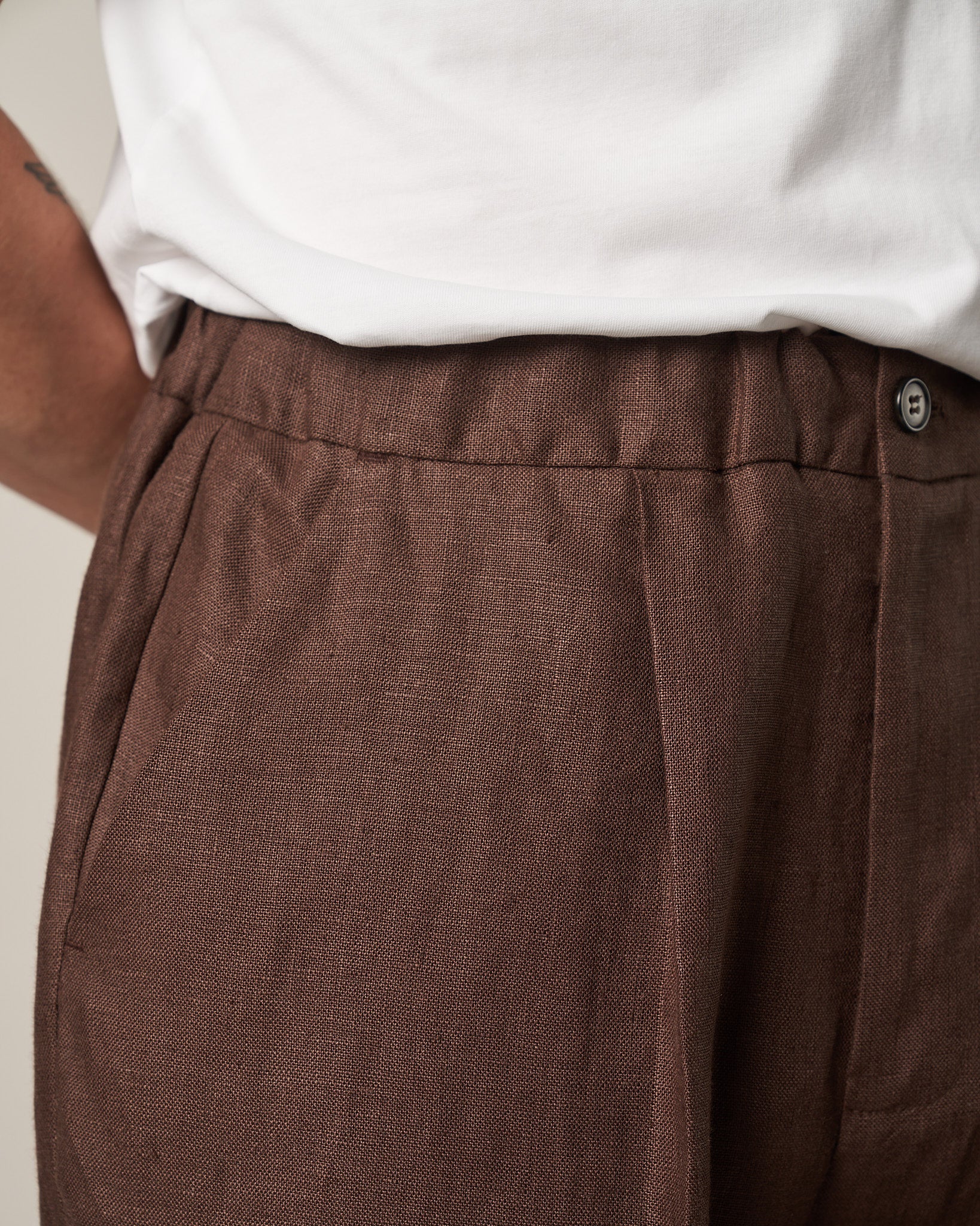 T005 Linen Drawstring Trouser - Khaki