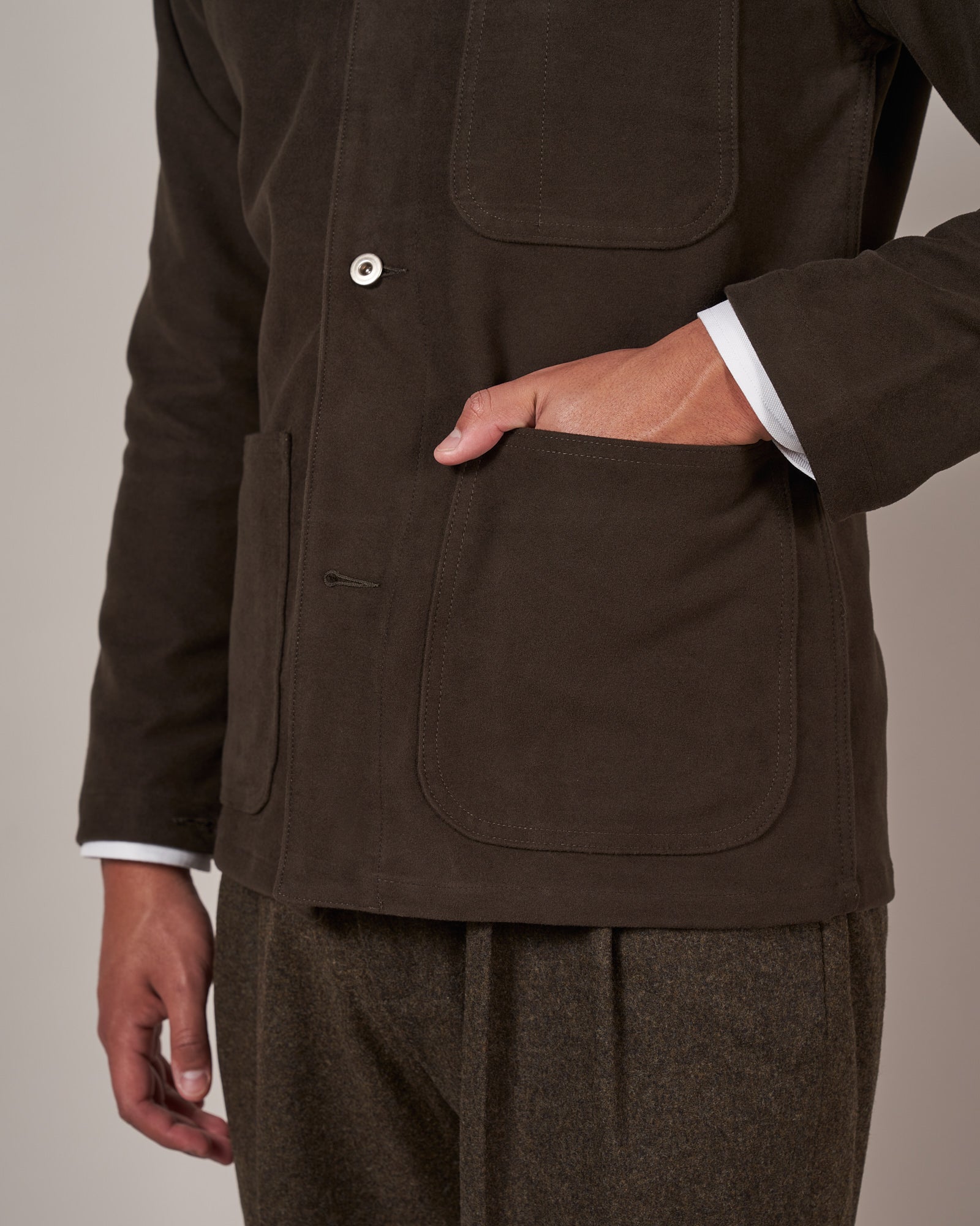 J043 Army Chore Jacket - Chocolate Moleskin
