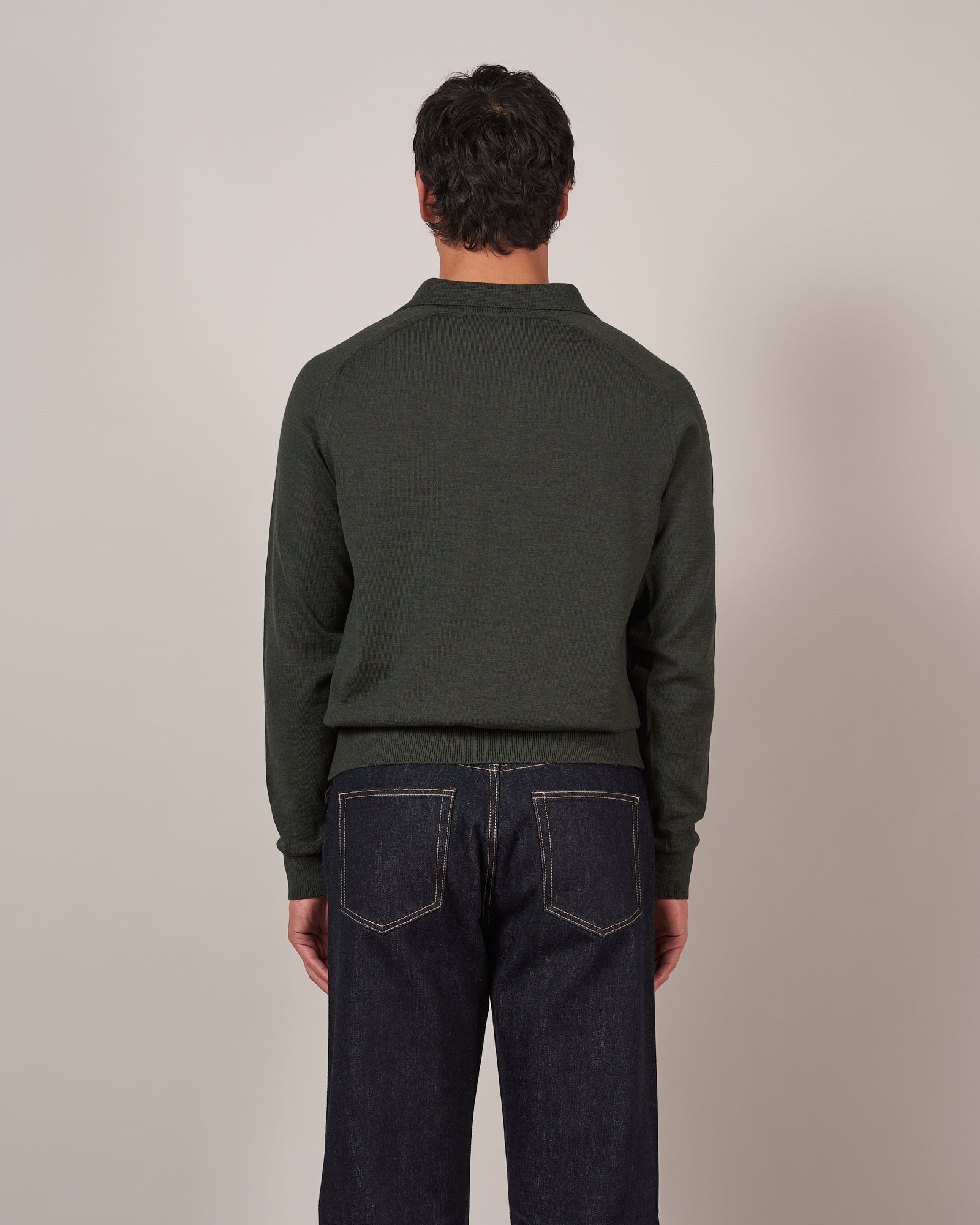 KN60 Long Sleeve Knit Polo - Dark Green