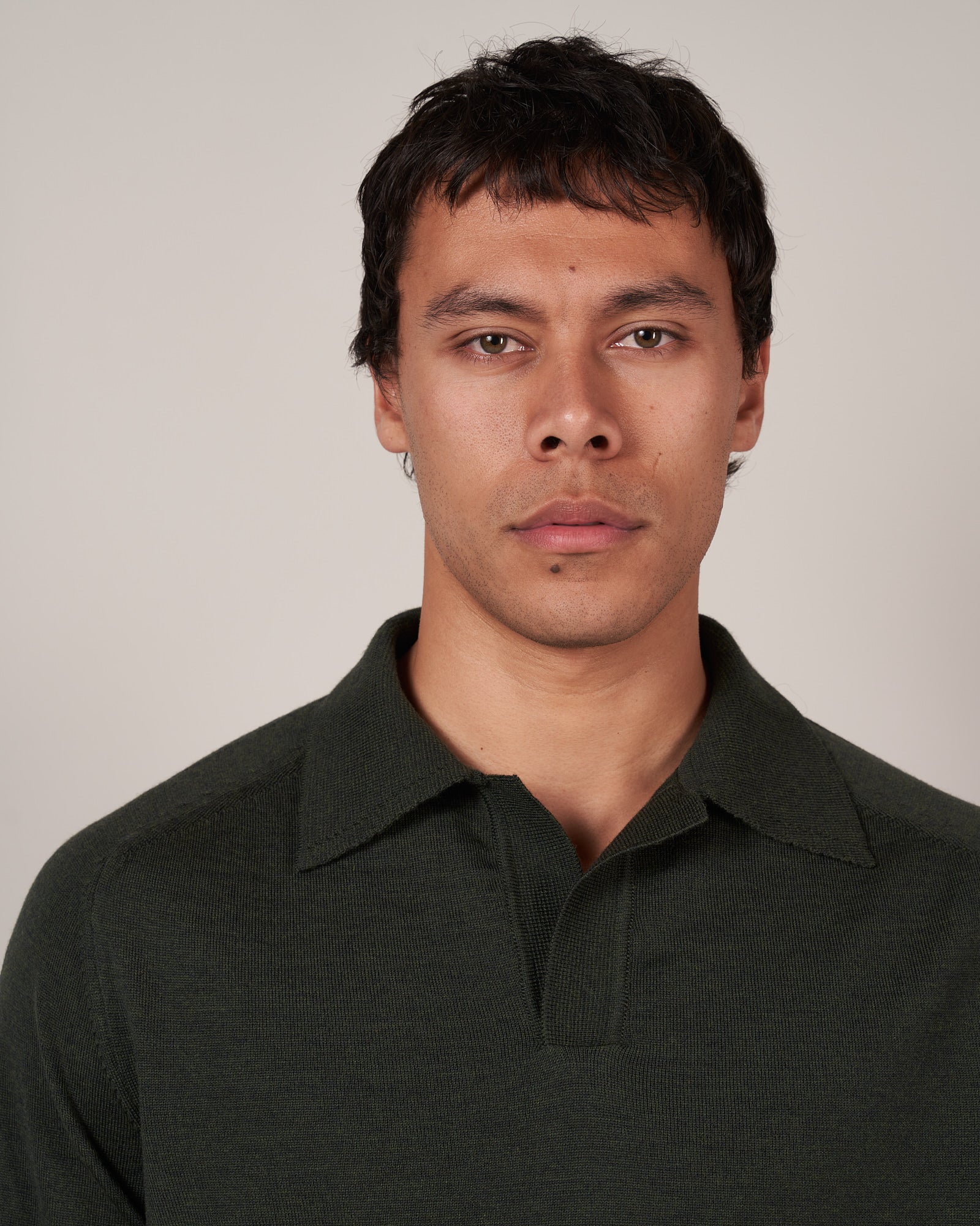 KN60 Long Sleeve Knit Polo - Dark Green