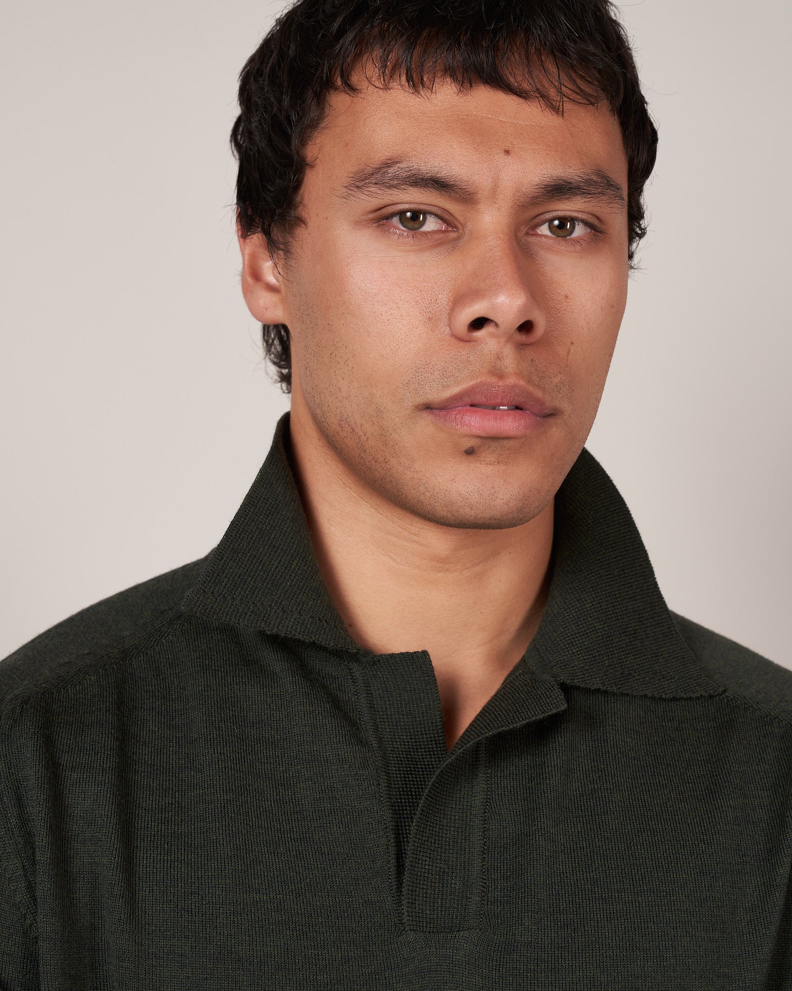 KN60 Long Sleeve Knit Polo - Dark Green