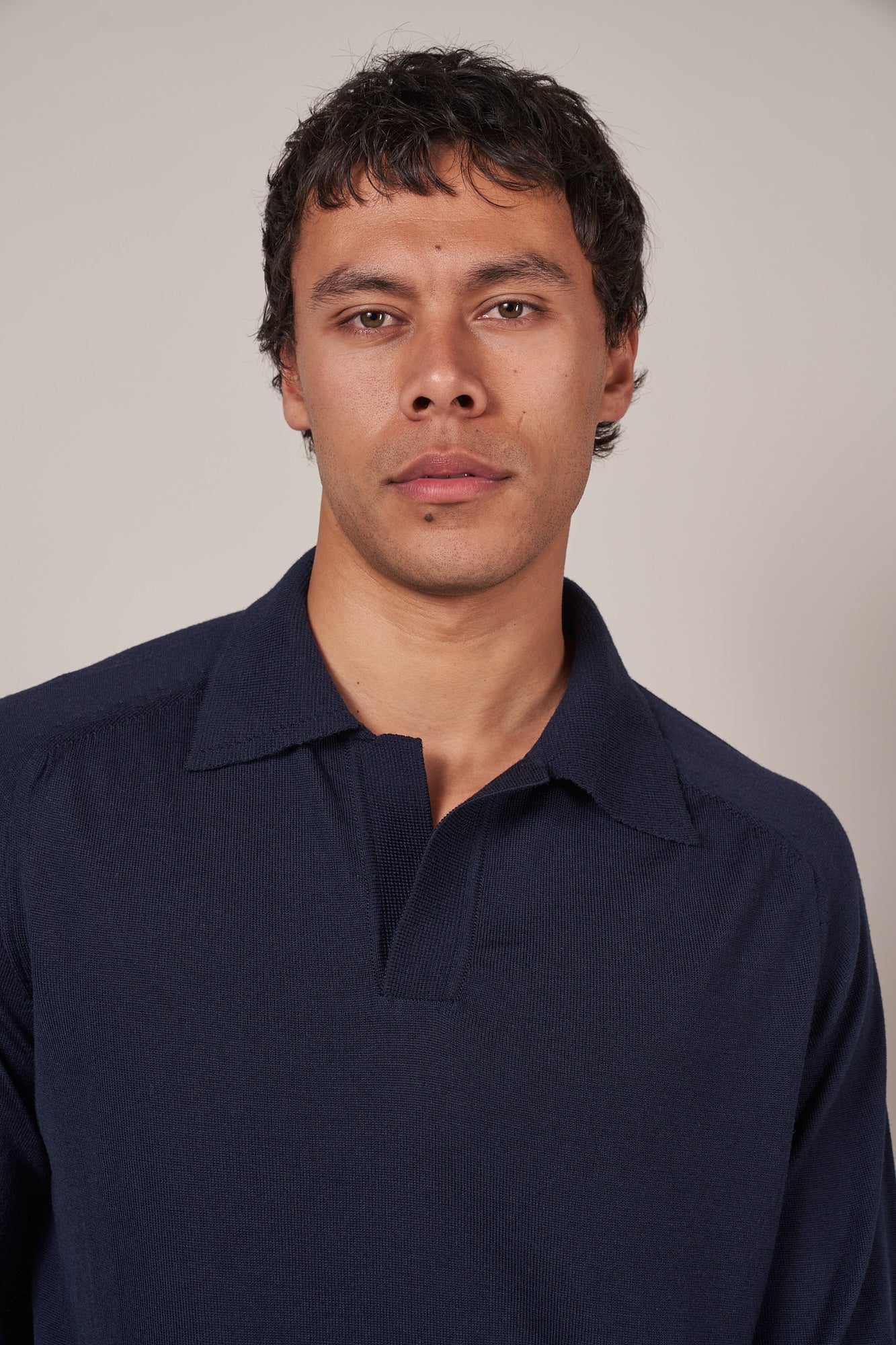 KN60 Long Sleeve Knit Polo - Navy