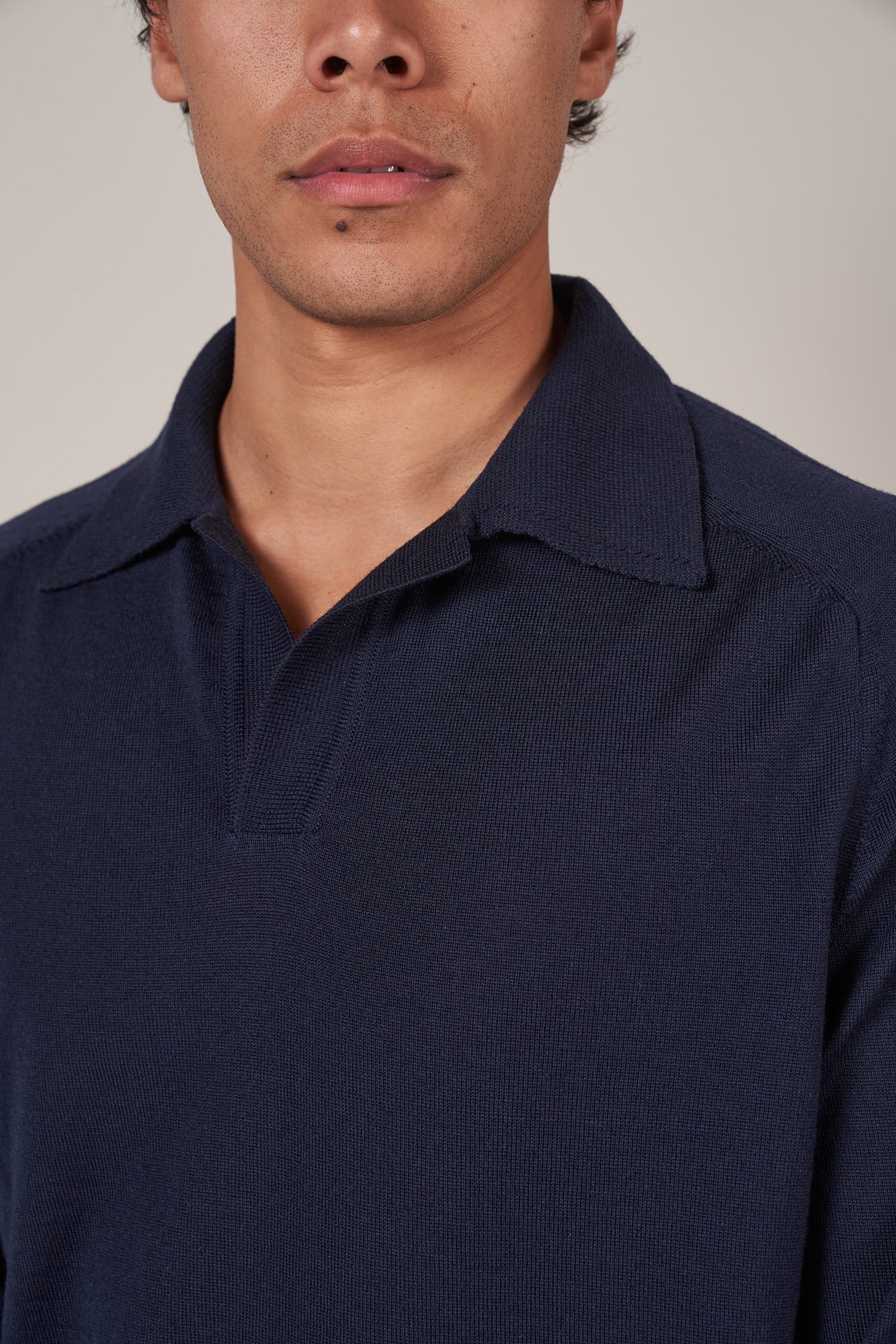 KN60 Long Sleeve Knit Polo - Navy