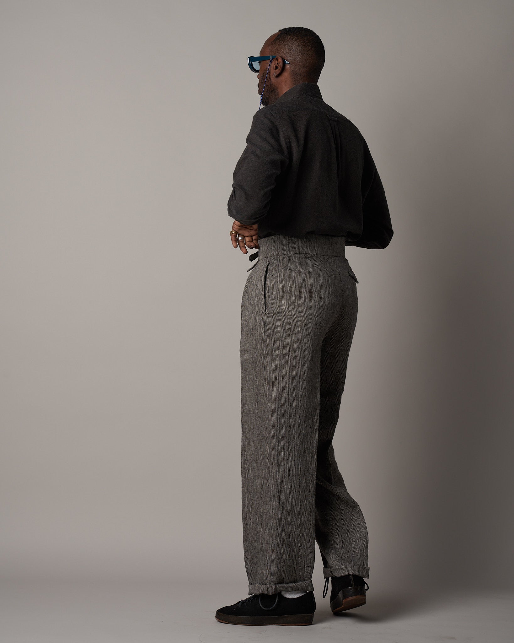 T011 Safari Trousers - Tweed Grey