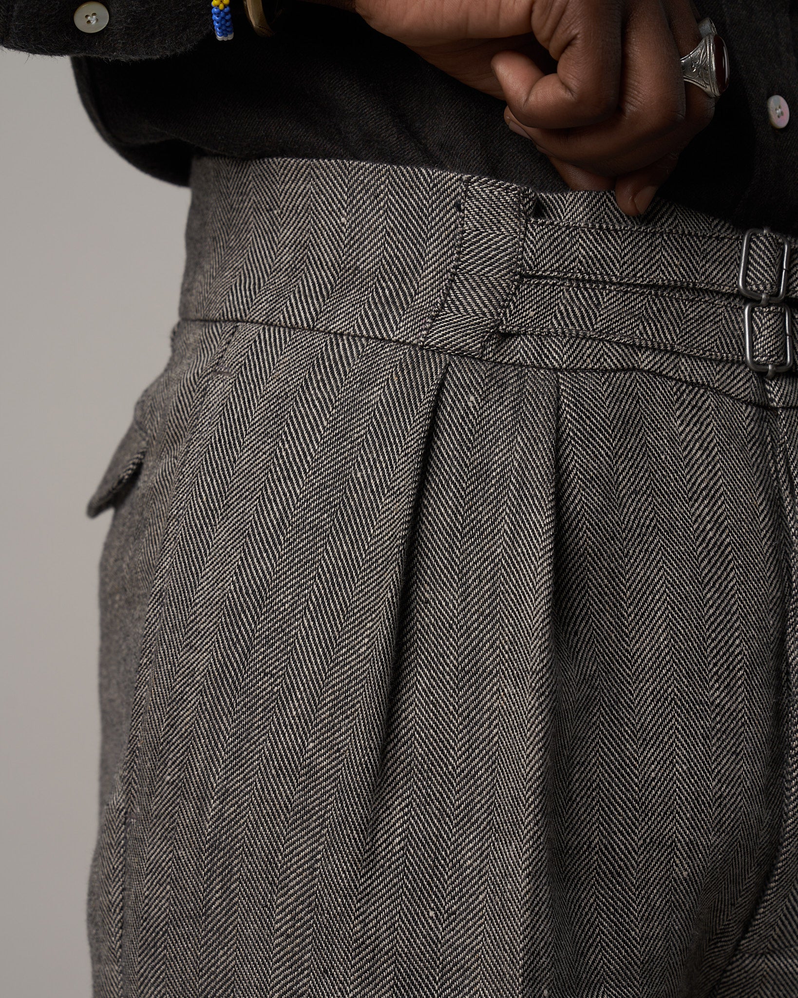 T011 Safari Trousers - Tweed Grey