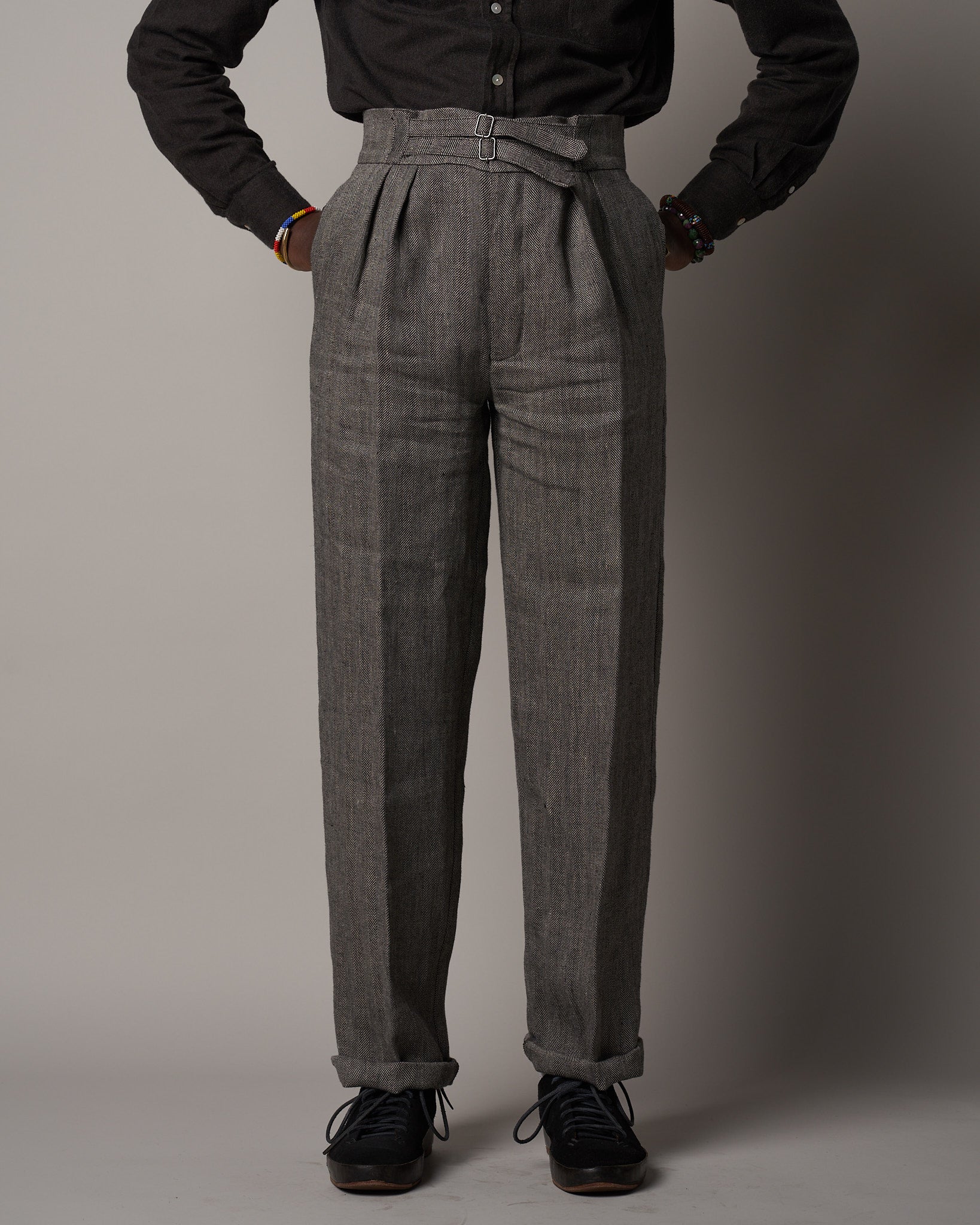 T011 Safari Trousers - Tweed Grey