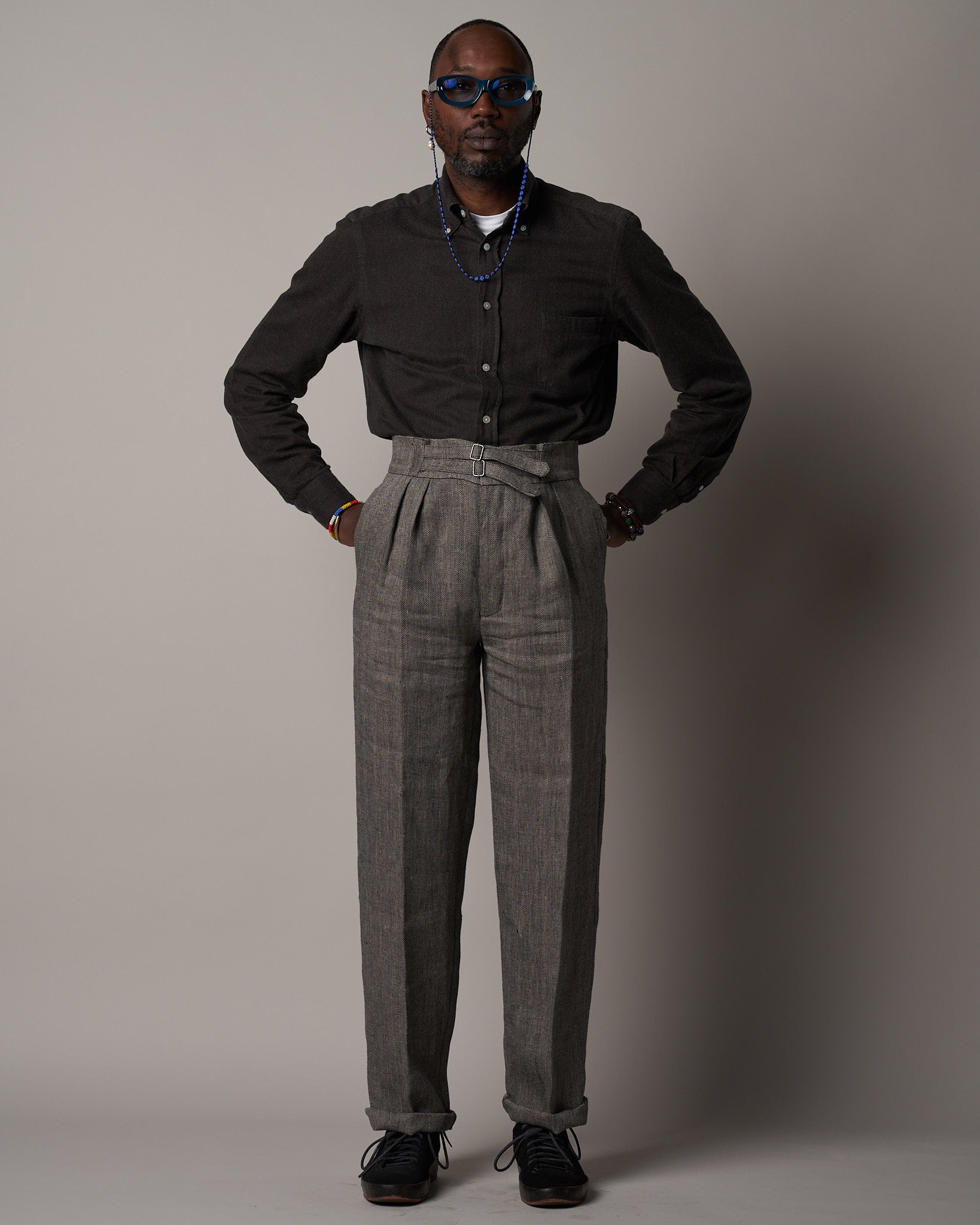 T011 Safari Trousers - Tweed Grey