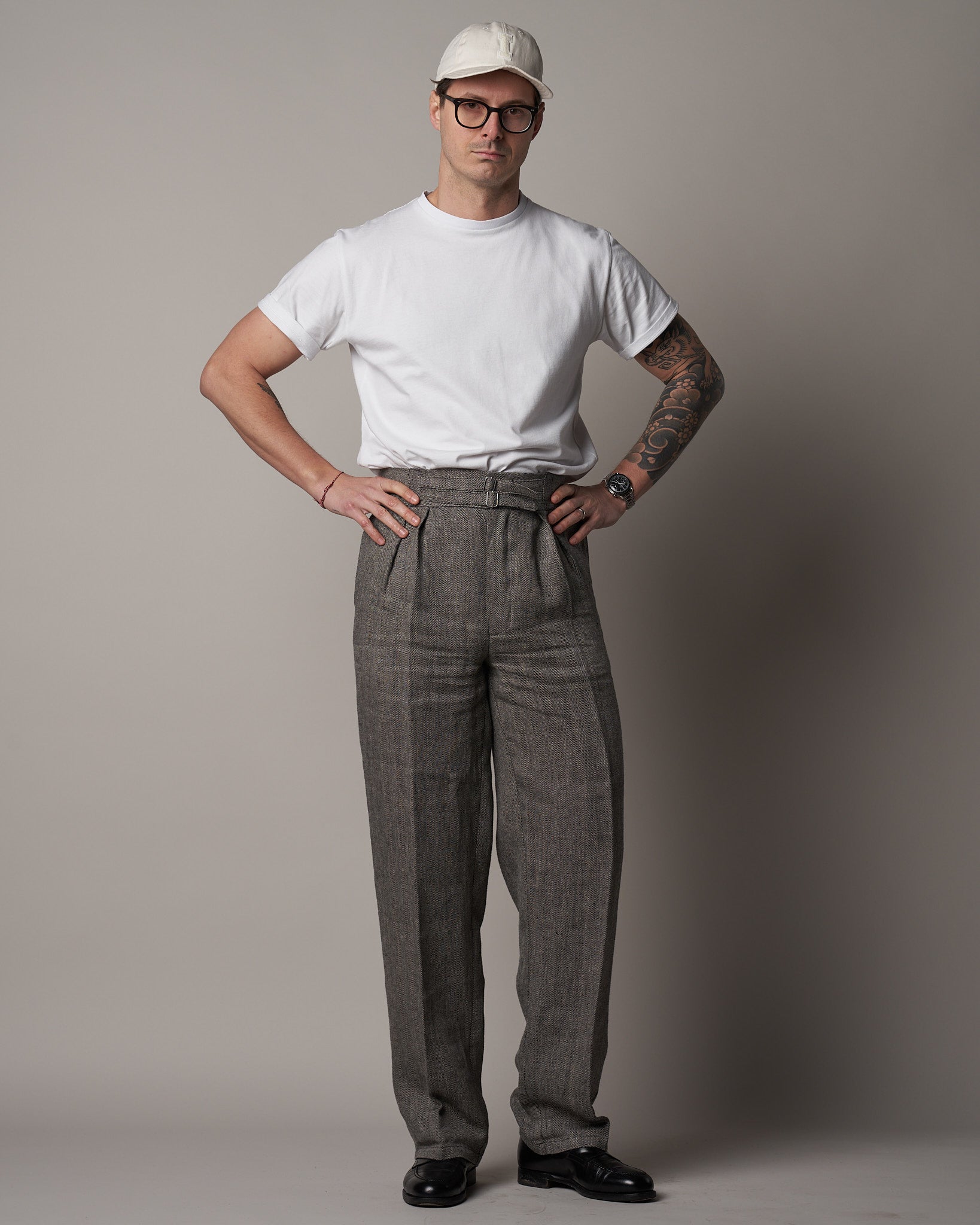 T011 Safari Trousers - Tweed Grey