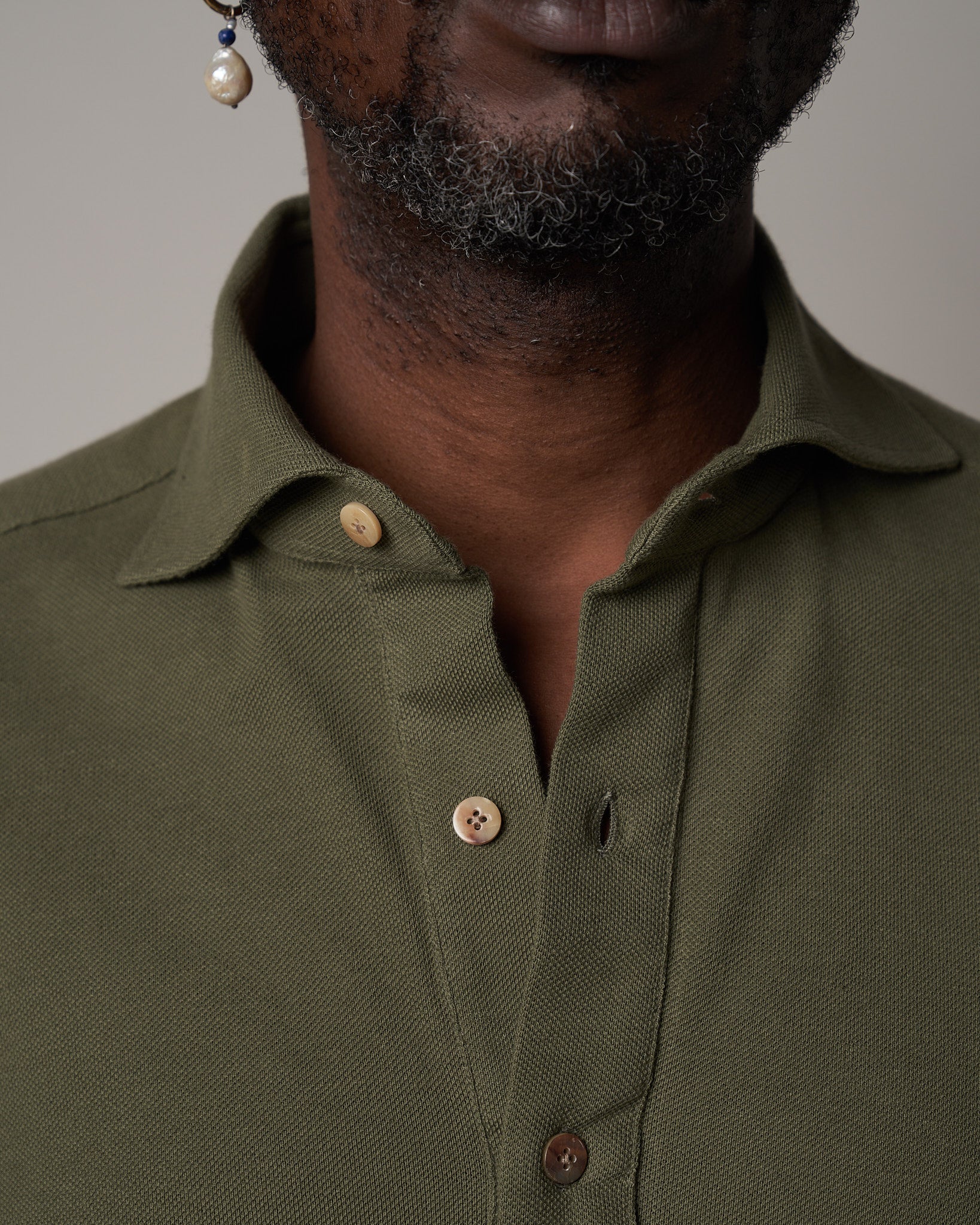 P014 Long Sleeve Polo - Olive