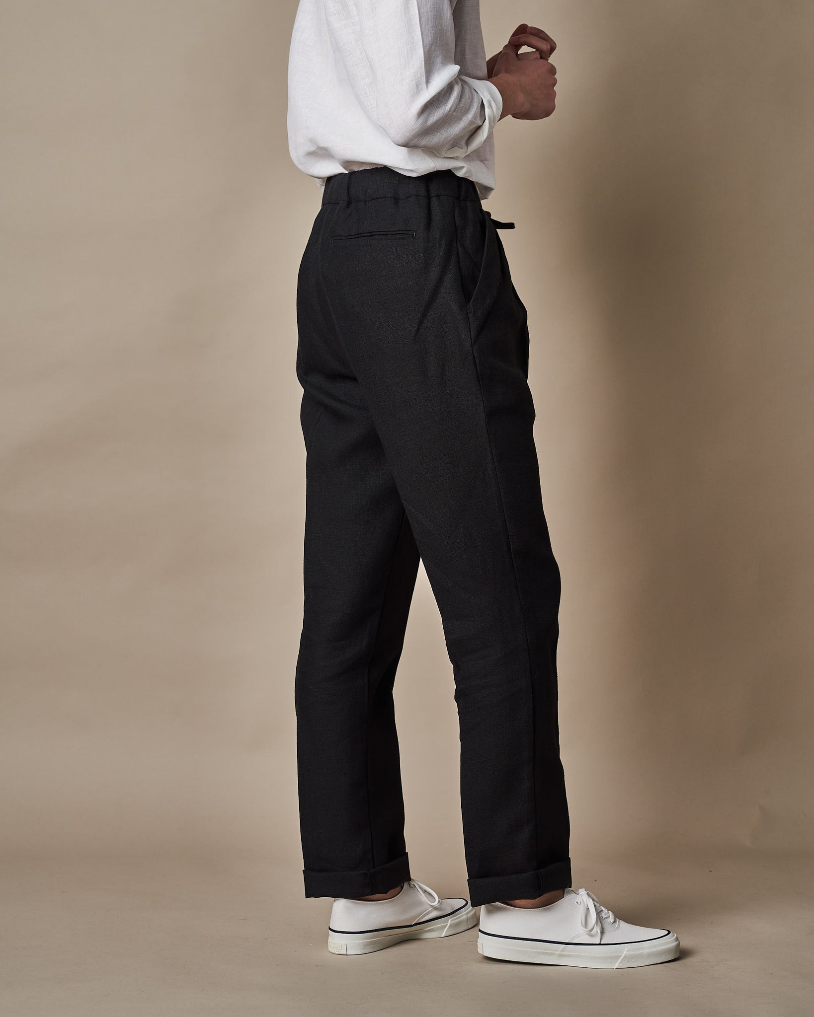 T005 Linen Drawstring Trouser - Black