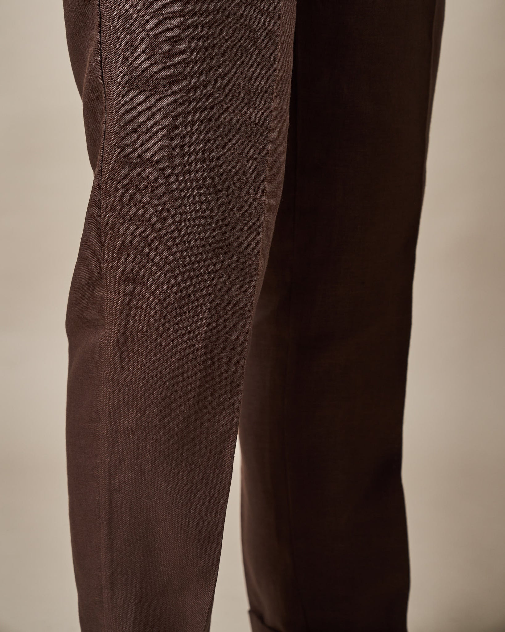 T005 Irish Linen Drawstring Trouser - Chocolate