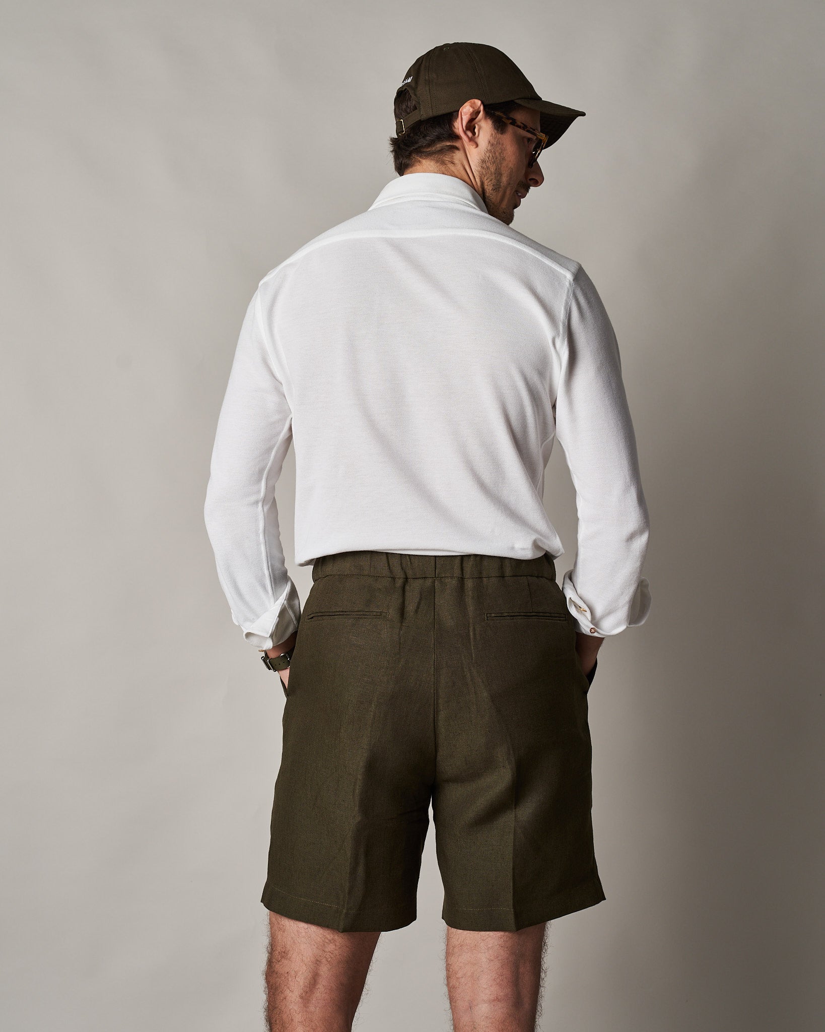 Drawstring khaki shorts 2025